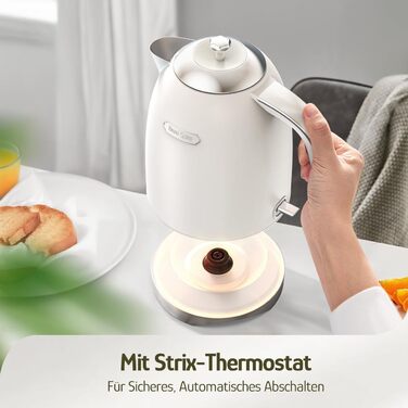 Електричний чайник Hazel Quinn Schneller 2200 Вт, 1.7л, нержавіюча сталь 304, перловий білий, з функцією швидкого кип'ятіння, автоматичним вимкненням та захистом від сухого кип'ятіння, вінтажний дизайн, BPA-free