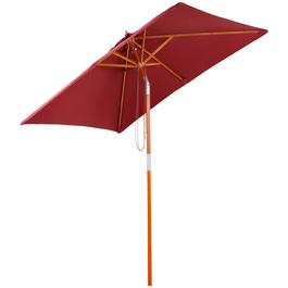 Outsunny Canopy Umbrella, Balcony Parasol made of Fir Wood, 3-Level Adjustable, Burgundy, 200x150x230cm for Garden & Terrace