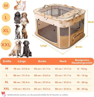 ALLSOPETS Фартуш для цуценят/малечі, переносна огорожа для собак та котів, переносна вольєр для цуценят, вольєр для собак, переносна собача будка для дому, вулиці, подорожей та кемпінгу (Коричневий ведмідь, M)