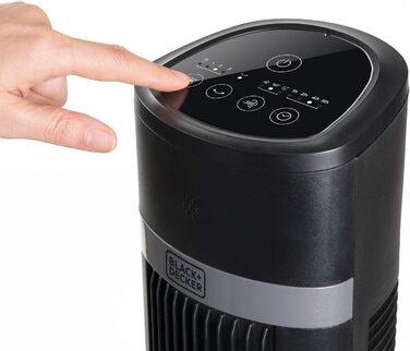 Турбовентилятор Black+Decker BXEFT50E 102 см, 45 Вт, 4 швидкості, з регулюванням, таймер 15 год, пульт ДУ, 3 режими, тихий, з ручкою, стабільний, чорний