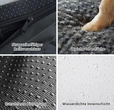 Ортопедичне ліжко для собак великих порід - водовідштовхуюче, з неслизьким дном та знімним чохлом (M: 71 x 58 x 17 см)