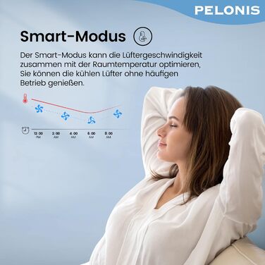 Турбовентилятор PELONIS з пульт дистанційного керування, дисплеєм, 3D циркуляцією, 36.5dB, 10м повітряний потік, регульована висота 60/111см, 4 режими з таймером, знімний захист, поворотний, 76см, оранжевий