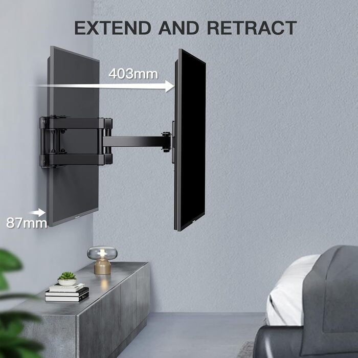 PERLESMITH Adjustable Tilt & Swivel TV Wall Mount for 26-70 inch Flat & Curved TVs/Monitors (up to 45kg, VESA 400x400mm)