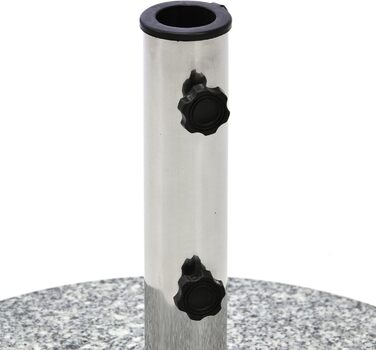 Nexos Parasol Stand Granite Round Grey with Reducing Rings Stainless Steel Sleeve Handle Wheels Ø 40 cm 20 kg For Umbrellas up to 2m