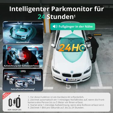Відеореєстратор автомобільний 4K триканальний BOTSLAB G980H з паркуванням, GPS, WiFi, 128GB SD карта