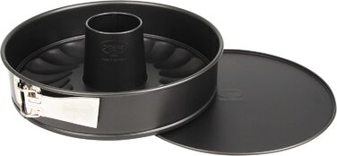 Dr. Oetker Springform with Flat and Tube Bottom, Ø 28 cm, Cake Pan made of Steel with Non-Stick Coating, Baking Pan made of Refined Black Steel, Quantity: 1 piece