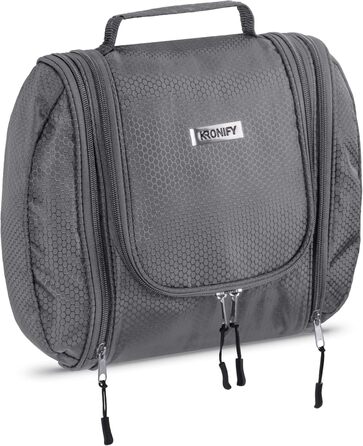 Large Premium Hanging Toiletry Bag with Mirror | Toiletry Bag for Women with Hook | Toiletry Bag for Men | Toiletry Bag for Women | Large Cosmetic Bag (Gray)