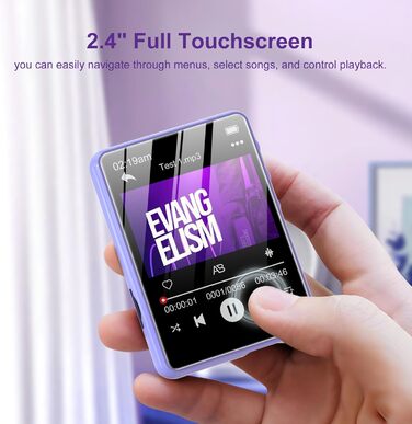 MP3 плеєр ZAQE 128GB Bluetooth 5.3 з сенсорним екраном 2.4