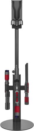 Підставка для пилососа VEVOR 126 см, сумісна з Dyson G5, V15, V12, V11, V10, V8, V7, V6, з аксесуарами, підлогова стійка, кріплення з 6 гачками та антиковзкими ніжками, срібна (з висувною трубою, чорна)