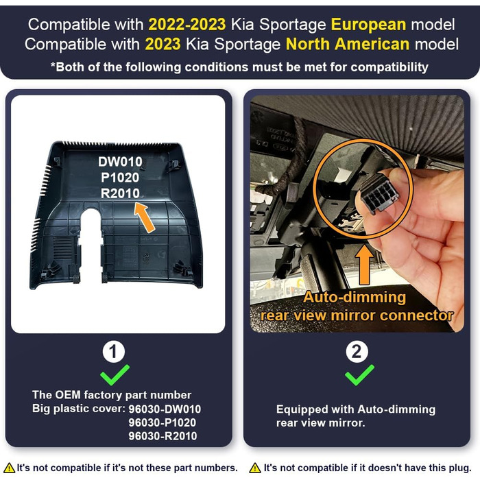 Автореєстратор Fitcamx 4K UHD для Kia Sportage 2022-2025 (5-те покоління), відеореєстратор з WiFi, нічним баченням, G-сенсором та карткою пам'яті 64GB, OEM Plug & Play