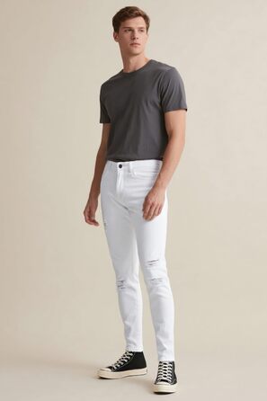 Чоловічі рвані джинси GINGTTO Skinny Stretch Slim Fit (білі, 28W/32L)