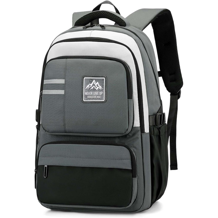 Шкільний рюкзак для підлітків, хлопчиків, водонепроникний, сірий. Ідеально для школи, коледжу, роботи.