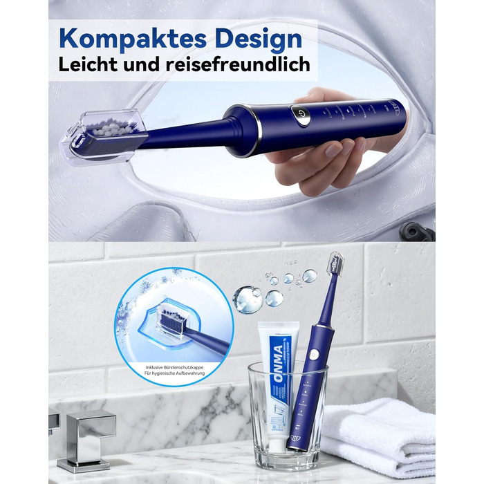 Електрична звукова зубна щітка JTF для дорослих, 5 режимів, 45 днів автономії, 8 насадок, IPX7 водонепроникна, з таймером, рожева - преміум набір для сім'ї