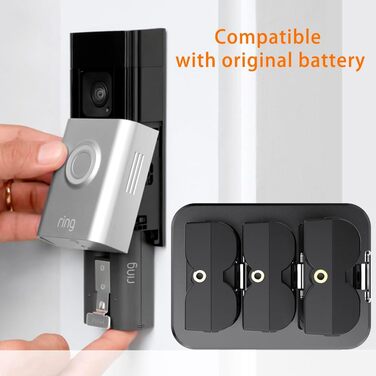 Зарядний пристрій для акумуляторів Ring (3 шт., 6040 mAh) з LED-дисплеєм та Type-C кабелем, сумісний з Ring 2/3/4/Plus/Spotlight/Stick Up Cam. Чорний