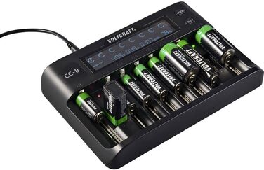 Зарядний пристрій VOLTCRAFT CC-8 для Li-Ion, LiFePO4, NiMH, NiCd акумуляторів AA, AAA, AAAA, 9V
