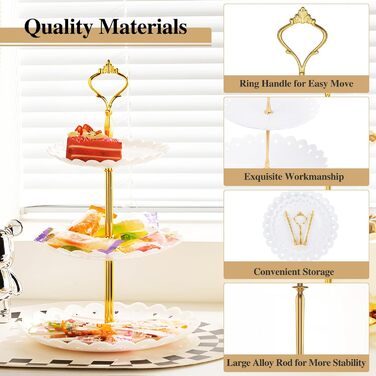 Трирівнева підставка для капкейків, десертів, фруктів та солодощів. Підходить для святкування: Весілля, День народження, Хрещення. Чорно-білий колір, пластик.