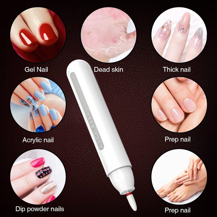 Електрична машинка для манікюру та педикюру TOUCHBeauty AG-1738: професійна бездротова фрезерна машинка з 6 насадками, USB-зарядка, регульована швидкість