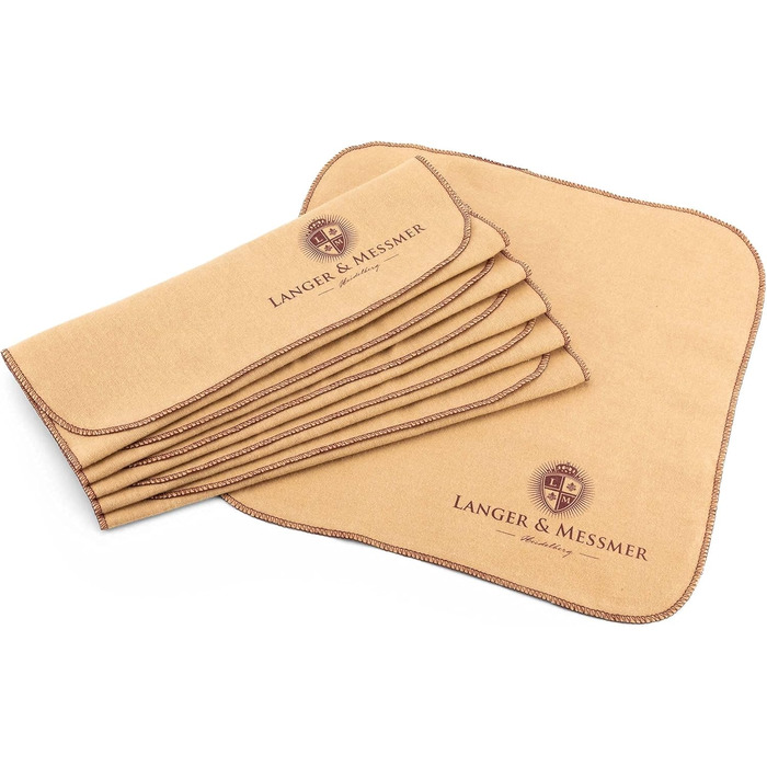 Langer & Messmer Polishing Cloths for Smooth Leather made of 100% Cotton in a Practical Set - The shoe cloth for professional shoe care ( | Beige) (6-piece set, Beige)