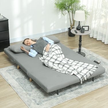 HOMCOM Sleeper Chair, Folding Bed with Bed Function, Lumbar Pillow, Folding Recliner with Velvet Look, Adjustable Backrest, Holds up to 250 kg, for Living Room Grey | Aosom