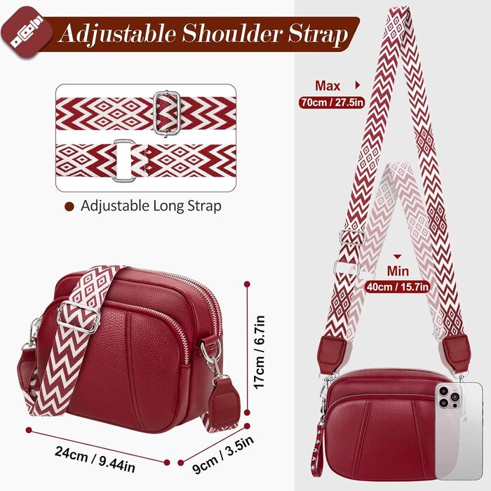 Сумка жіноча через плече кросбоді Leder (шкіра), червона: стильна міні-сумка з широким ременем та відділенням для карт