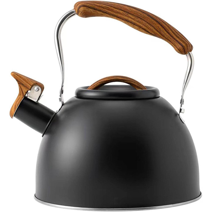Чайник для плити з свистком 3л з нержавіючої сталі з дерев'яною ручкою
