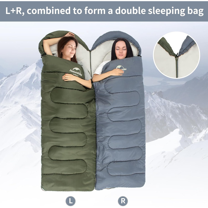 Naturehike Sleeping Bag with Hood - Camping Blanket Sleeping Bag - Lightweight & Comfortable - Ideal for Outdoor Adventures & Travel - Marine Blue (7~11°C)
