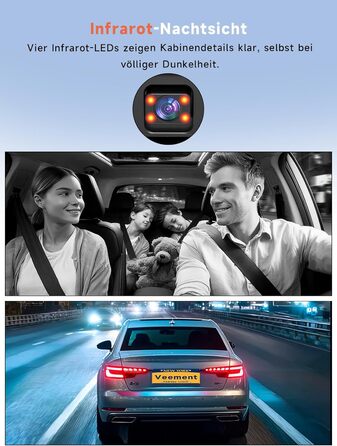 Відеореєстратор Veement Dashcam Auto: 2.5K+1080p, міні камера, нічне бачення, G-сенсор, паркувальний режим, 32GB карта, чорний