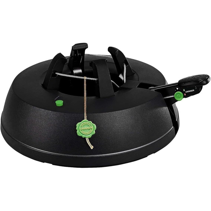 KRINNER® Green Line Comfort Grip S Recycling Christmas tree stand, including foot pedal single-rope system with 3-liter water tank for tree heights up to 2.3m. Made in Germany 94219, Black