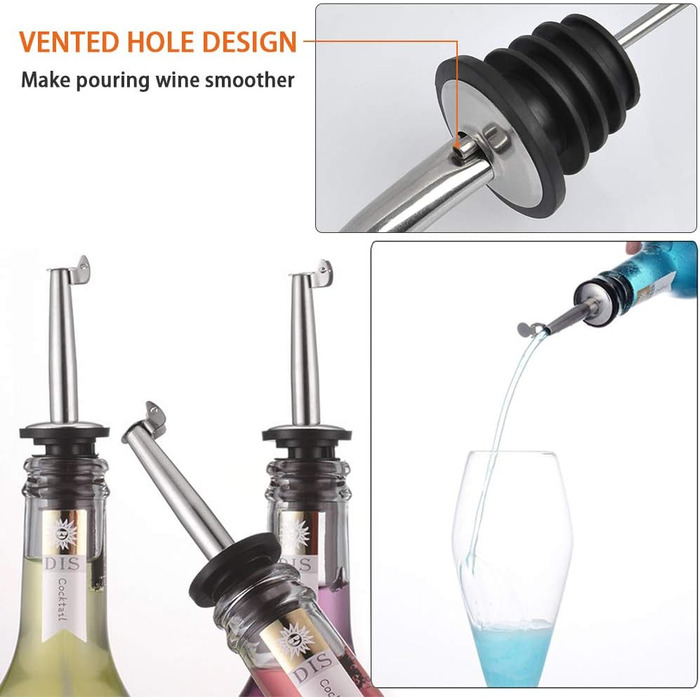 Набір з 4 винних наливників + пензлик, з нержавіючої сталі