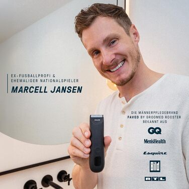 Триммер для тіла та інтимної зони Groomed Rooster – чоловічий, водонепроникний, з LED-підсвічуванням, 90 хв роботи, станція зарядки