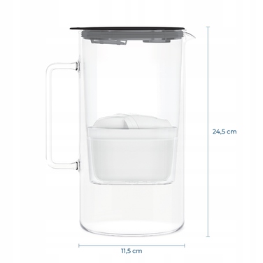 Скляний фільтраційний глечик Wessper D4 BOROSILICATE MINI FF BK з фільтром
