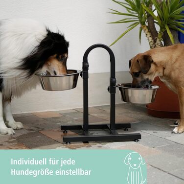 Kerbl Pet Feeder Bar with Bowls - Adjustable Height, 2 x 2800ml Capacity