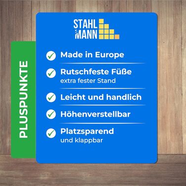 Відпарювальна дошка STAHLMANN® 114x34 см сірого кольору з неслизькими ніжками – міцна та стабільна – Made in EU