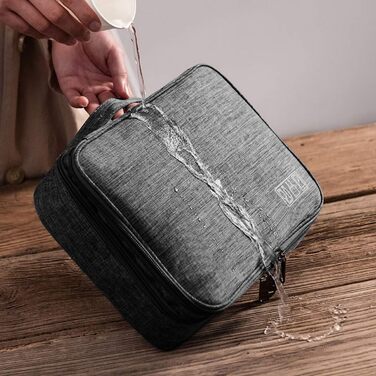 Водонепроникна сумка-органайзер для кабелів та електроніки Ruyosn. Двошарова сумка для кабелів, повербанку та аксесуарів. Чорний колір.