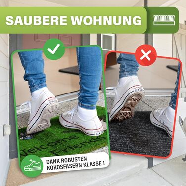 Килимок для підлоги з кокосового волокна, вологостійкий, 40x60 см - Welcome Friends Frog