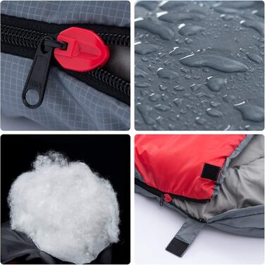 Сплячий мішок BISINNA 4 сезони, 1.9 кг, водонепроникний, для дорослих, чоловіків та жінок, кемпінг, піші прогулянки, сірий колір