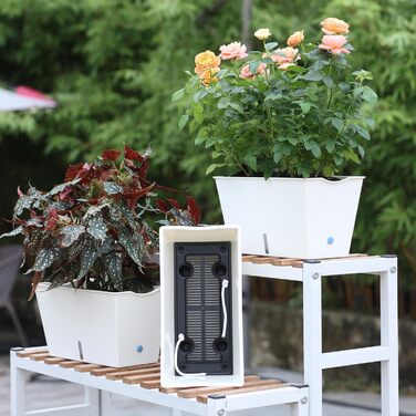 Самополивні прямокутні квіткові горщики Blumenkasten, 6 шт., з дренажними отворами та вентиляційними піддонами, для овочів, квітів, для підвіконня, тераси, балкона, саду, білого кольору