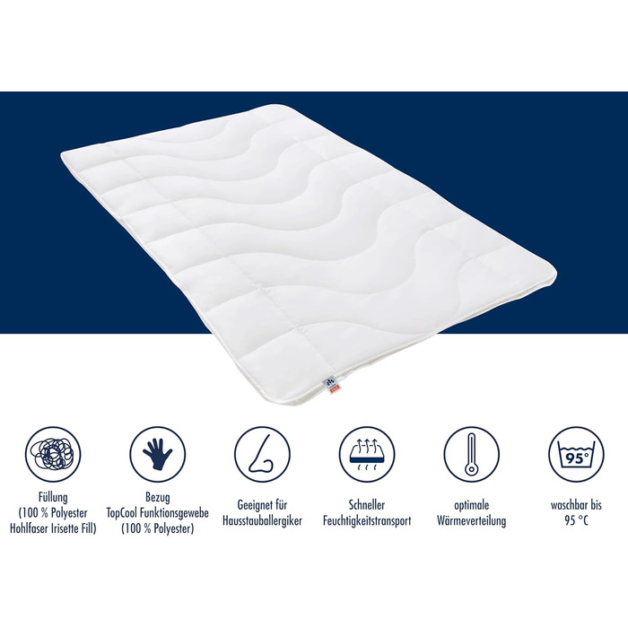 Irisette Lotte 4-Season Duvet - Made in Germany - Quilted Comforter with Top Cool Fabric, washable at 95 degrees, includes storage bag, 135 x 200 cm, white, Öko-Tex Certified 135 x 200 cm 4-Season Duvet