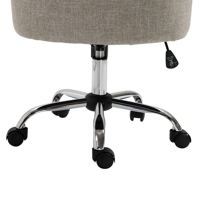 HOMCOM Swivel Upholstered Chair Ergonomic Office Chair Height Adjustable Retro Design Up to 150 kg Linen Light Grey 54x65.5x84-91 cm