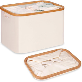 Efluky Foldable Laundry Basket 50L, Bamboo Fabric Foldable Storage Basket, Collapsible Storage Basket, Laundry Baskets for Bedroom Bathroom (Beige)
