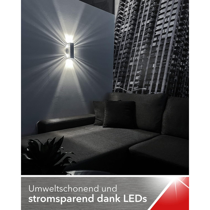 LED-стілеві лампи SpiceLED Wandleuchte ShineLED-14, 2x7W, тепле біле світло, сріблясте, з ефектом тіні, диммування, 30W, 30x10x10см