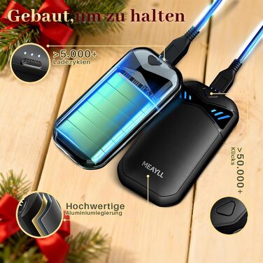 Електричні грілки для рук, 2 шт. з LED-дисплеєм та акумулятором 6000mAh, 3 режими нагріву, для активного відпочинку та зими, подарунок для жінок та чоловіків, чорний