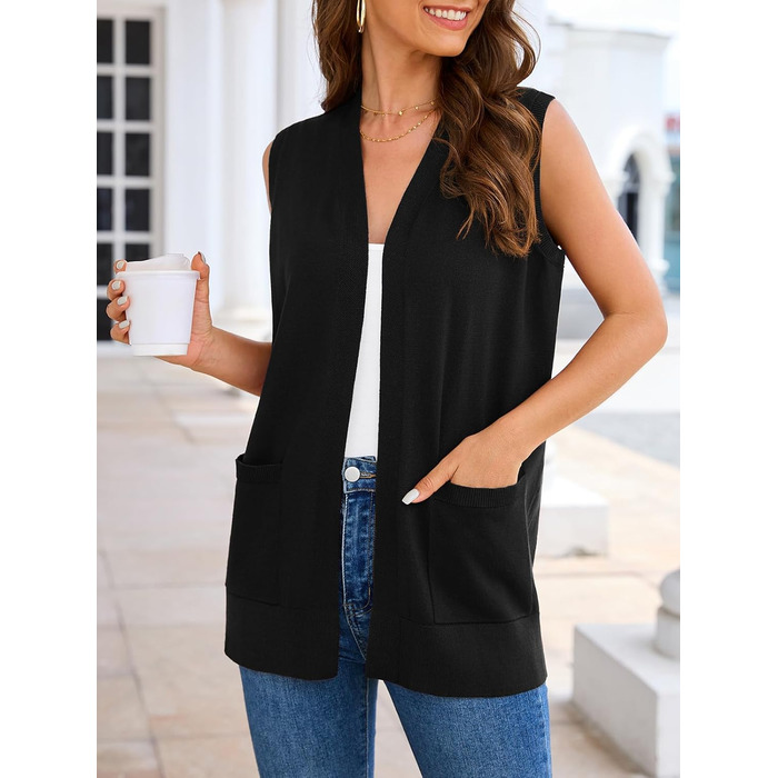 Жіночий кардиган з довгим рукавом: м'який в'язаний светр-жилет з кишенями (S-3XL)