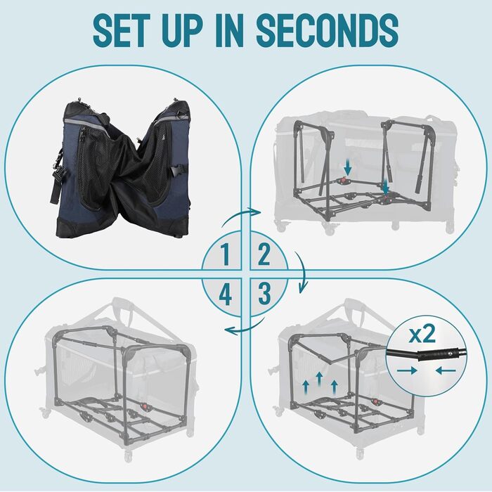 Складана переноска для котів 61 см з колесами - велика переноска для котів та маленьких собак, дихаюча та стійка для подорожей на авто (до 20 кг), морська синя