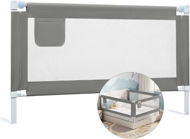 WOLTU Bed Rail, Bed Protection Rail for Children's Beds & Adult Beds, Retractable Child Bed Rail 180 cm, Fall Protection Height Adjustable 69-87 cm, Dark Grey 180cm Dark Grey