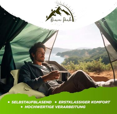 Каремат самонадувний Brave Peak Isomatte 10 см з подушкою - теплий, легкий, компактний для відпочинку на природі, трекінгу та походів