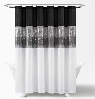 Шторка для душу Lush Decor Night Sky, Чорно-біла, 182.9 x 182.9 см (1 шт.), Поліестер