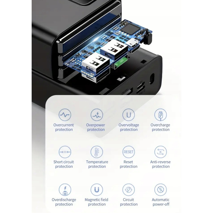 Потужний павербанк Hinne HE34B 50000 mAh, 22.5W, білий, з LED-індикатором