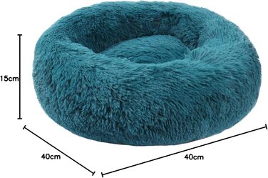 Кругле ліжко для собак та котів BVAGSS, плюшеве, донат, м'яке, зручне, для маленьких, середніх та великих собак та котів, XH034 (діаметр 50 см), (L 40 x B 40 x H 15 см), блакитне