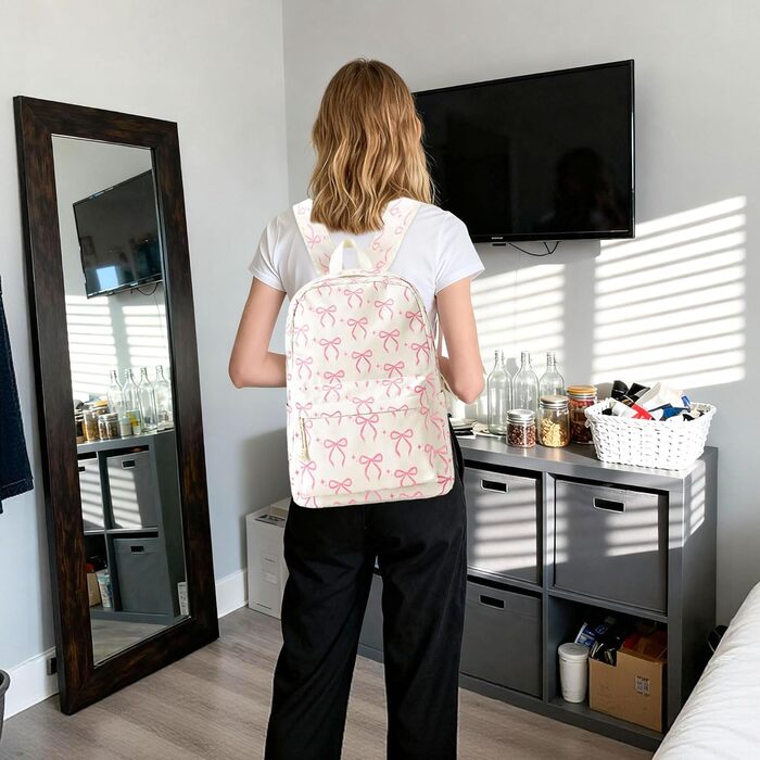 Жіночий рюкзак для ноутбука, шкільний рюкзак, легкий та стильний (рожевий)